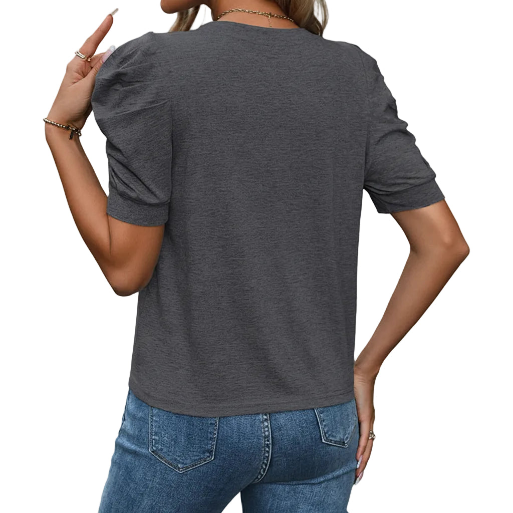 Women’s Puff Sleeve T Shirt Short Sleeve Polyester Pullover Casual Style