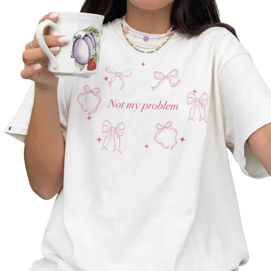 Women’s Ribbon Bow T Shirt Printed Short Sleeve Cotton Casual Style