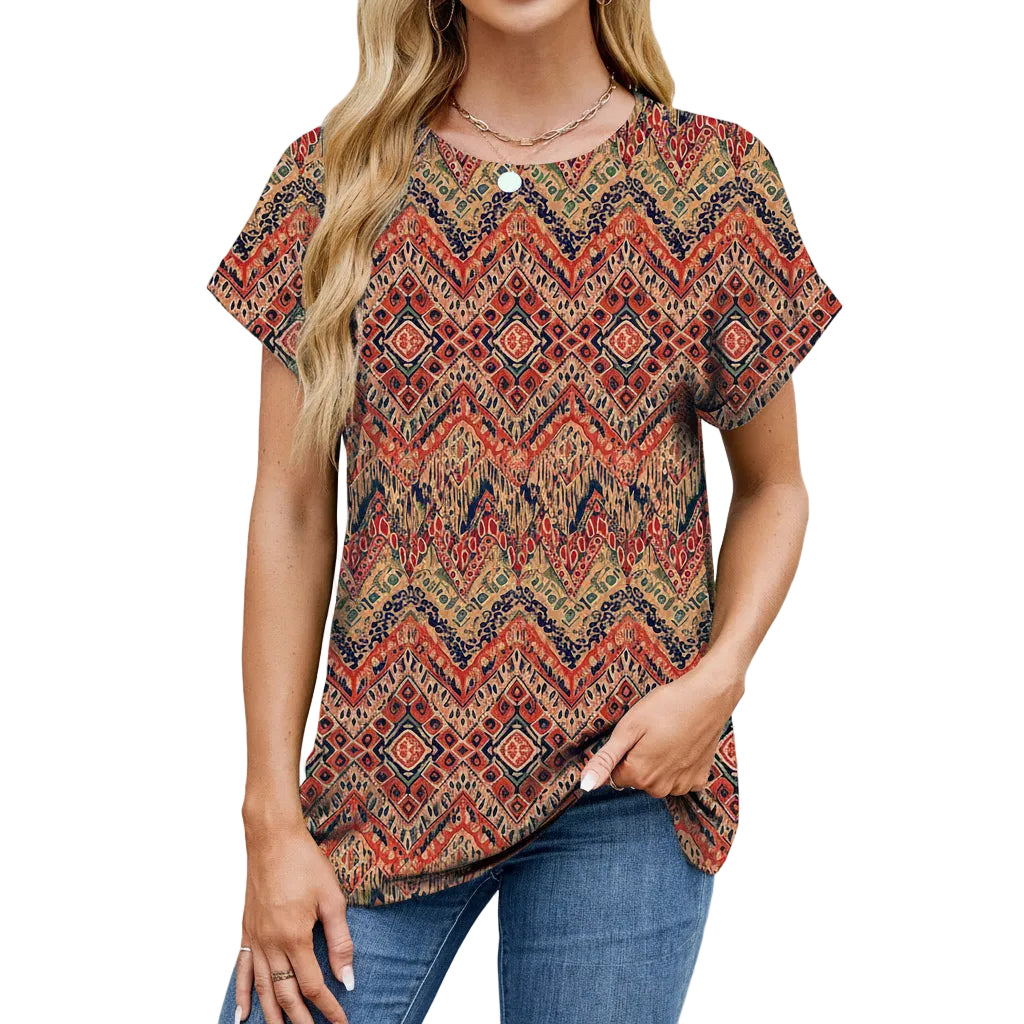 Women’s Printed T Shirt Loose Fit Polyester Casual Urban Style