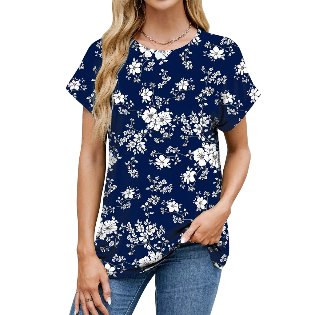 Women’s Printed T Shirt Loose Fit Polyester Casual Urban Style