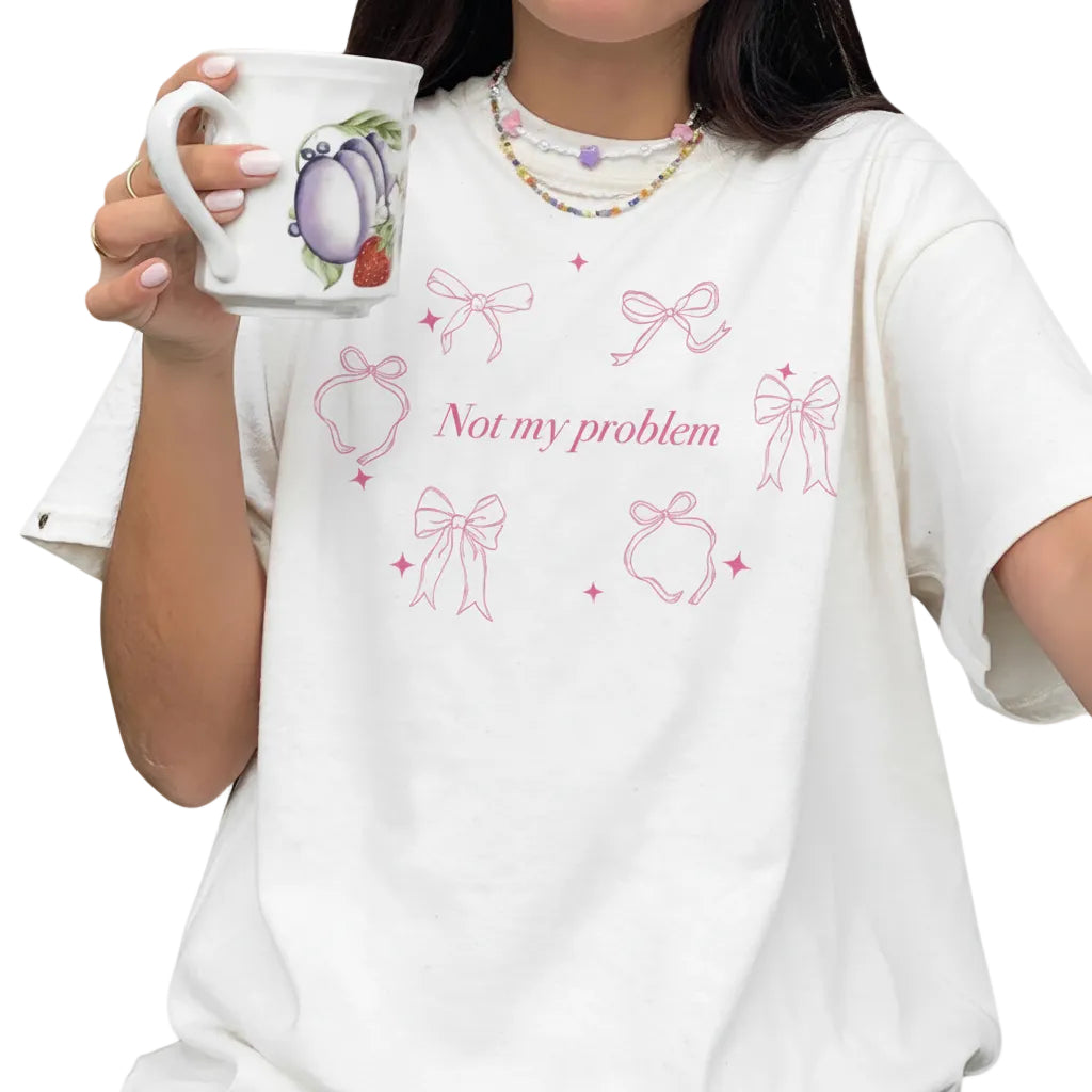 Women’s Ribbon Bow T Shirt Printed Short Sleeve Cotton Casual Style
