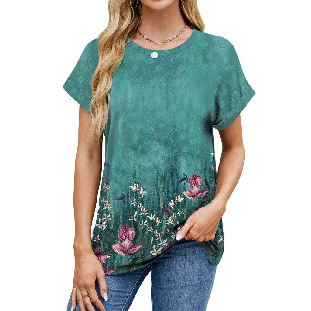 Women’s Printed T Shirt Loose Fit Polyester Casual Urban Style