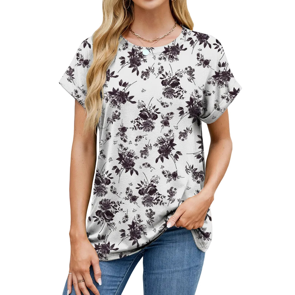 Women’s Printed T Shirt Loose Fit Polyester Casual Urban Style