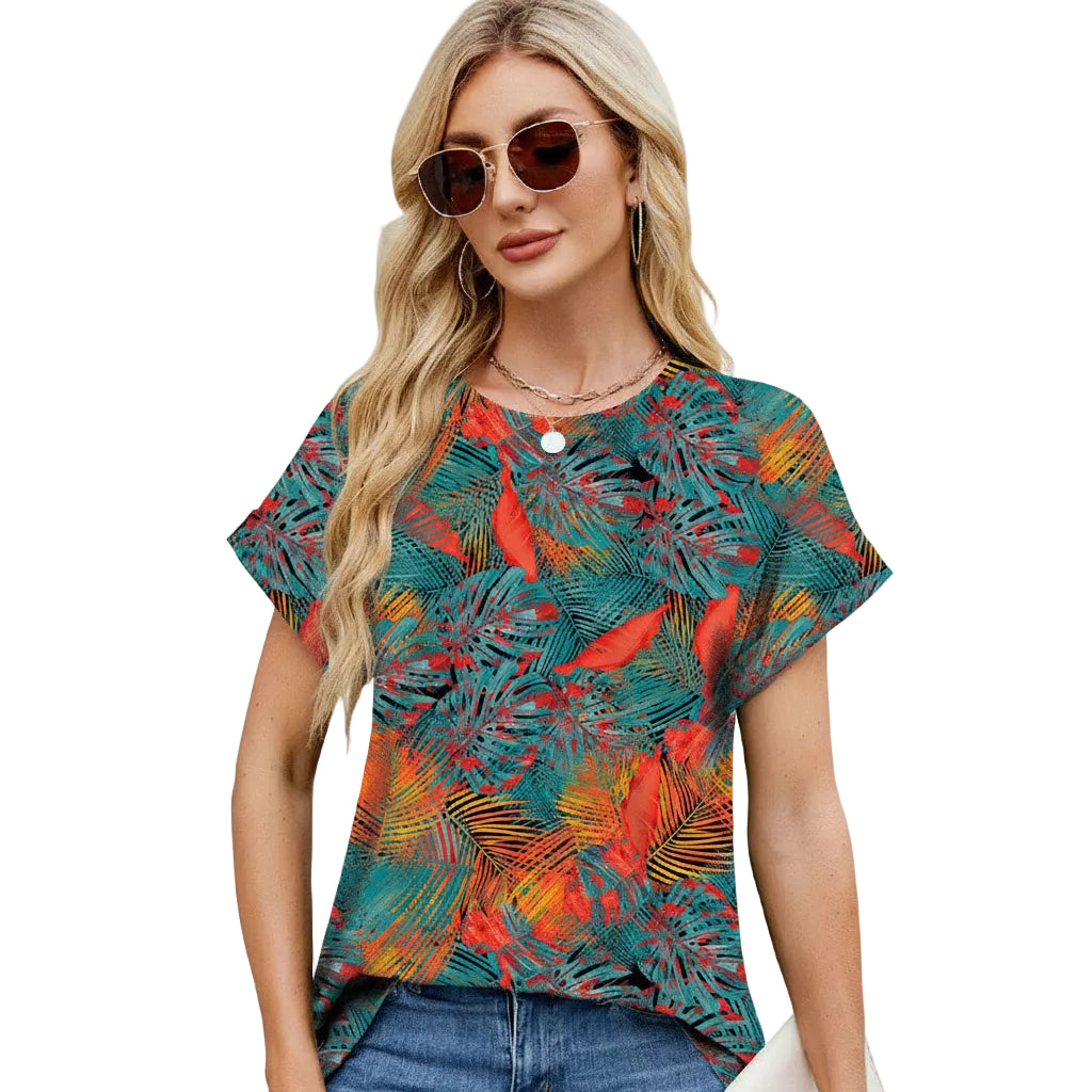 Women’s Printed T Shirt Loose Fit Polyester Casual Urban Style
