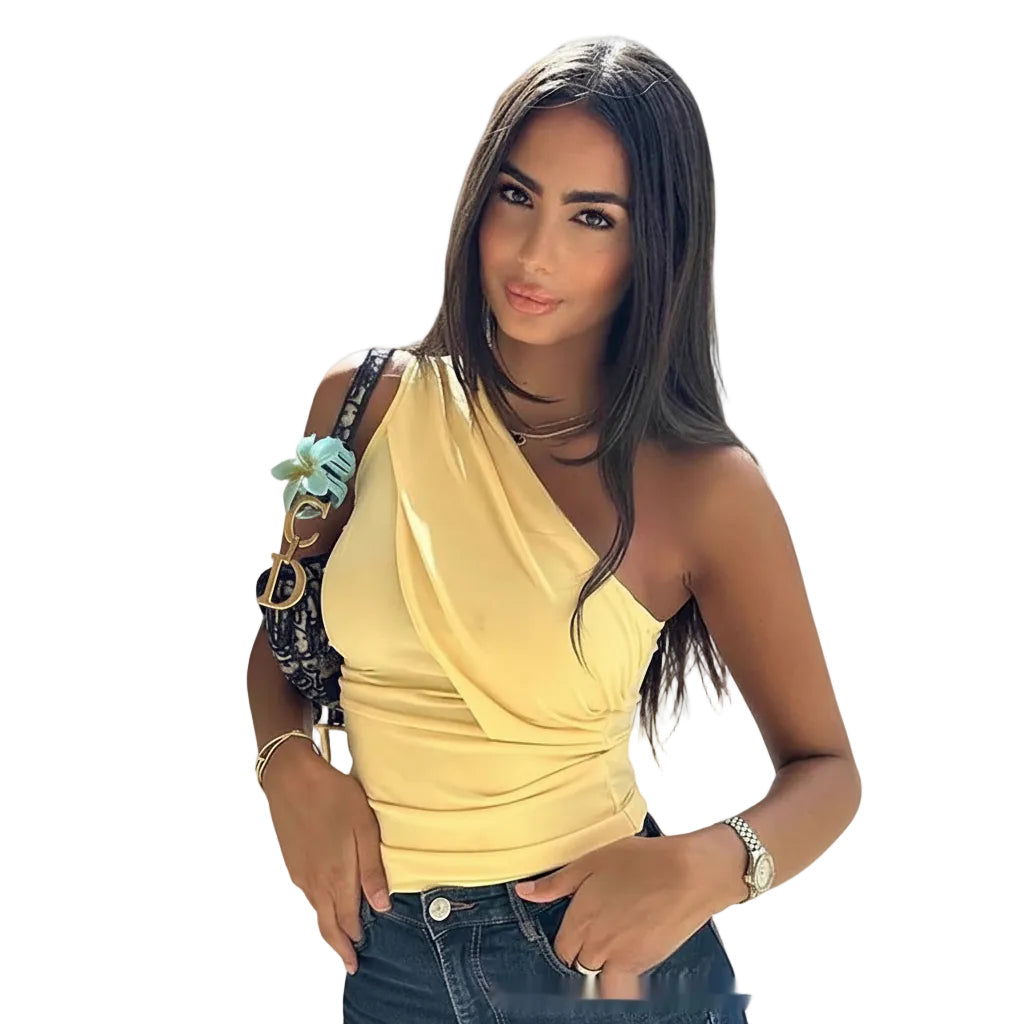 Women’s Off Shoulder Tank Top Ruched Backless Style