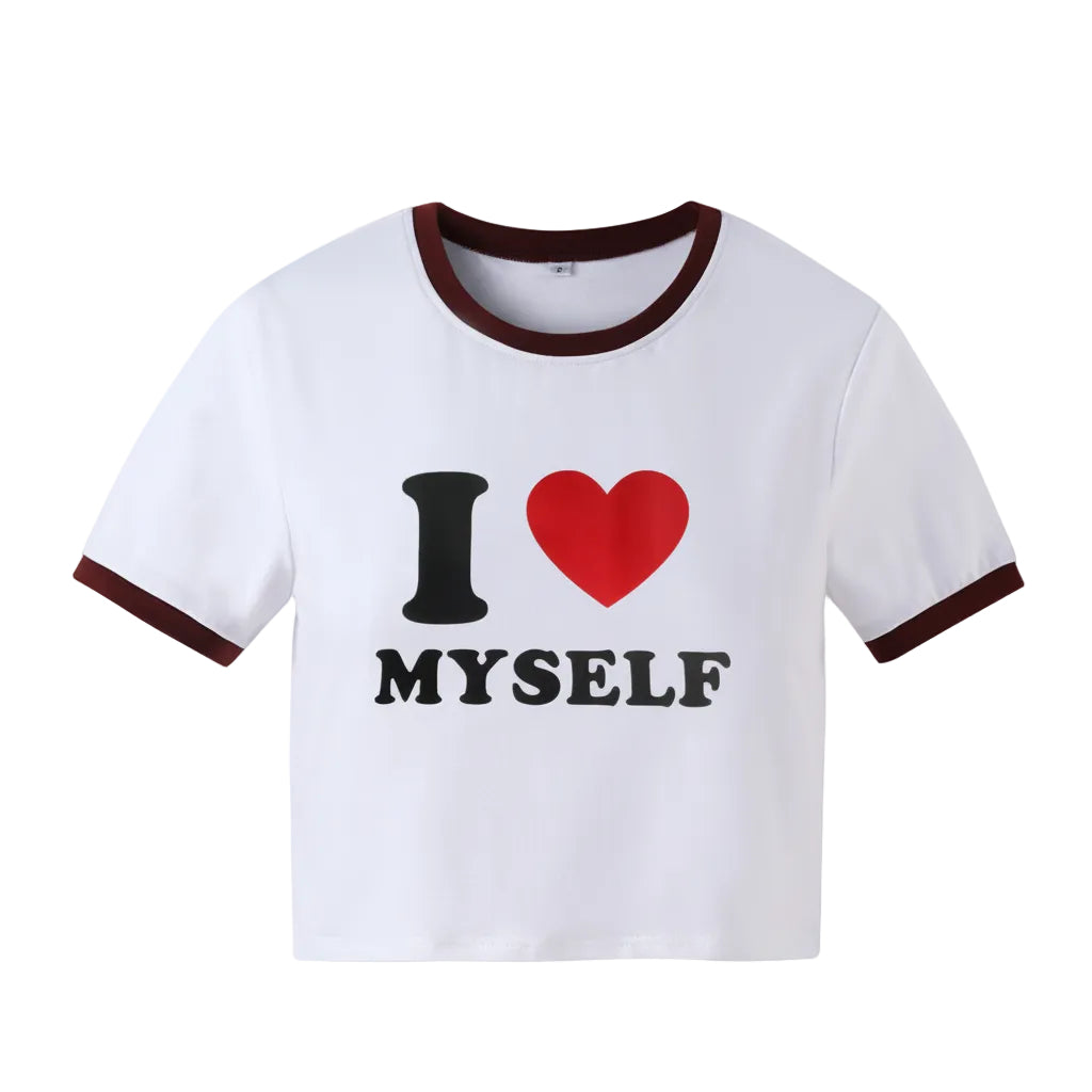 Women’s Letter Print T Shirt Slim Fit Short Sleeve Cotton Pullover Short Length