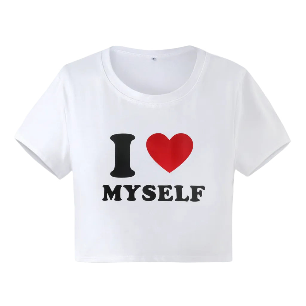 Women’s Letter Print T Shirt Slim Fit Short Sleeve Cotton Pullover Short Length