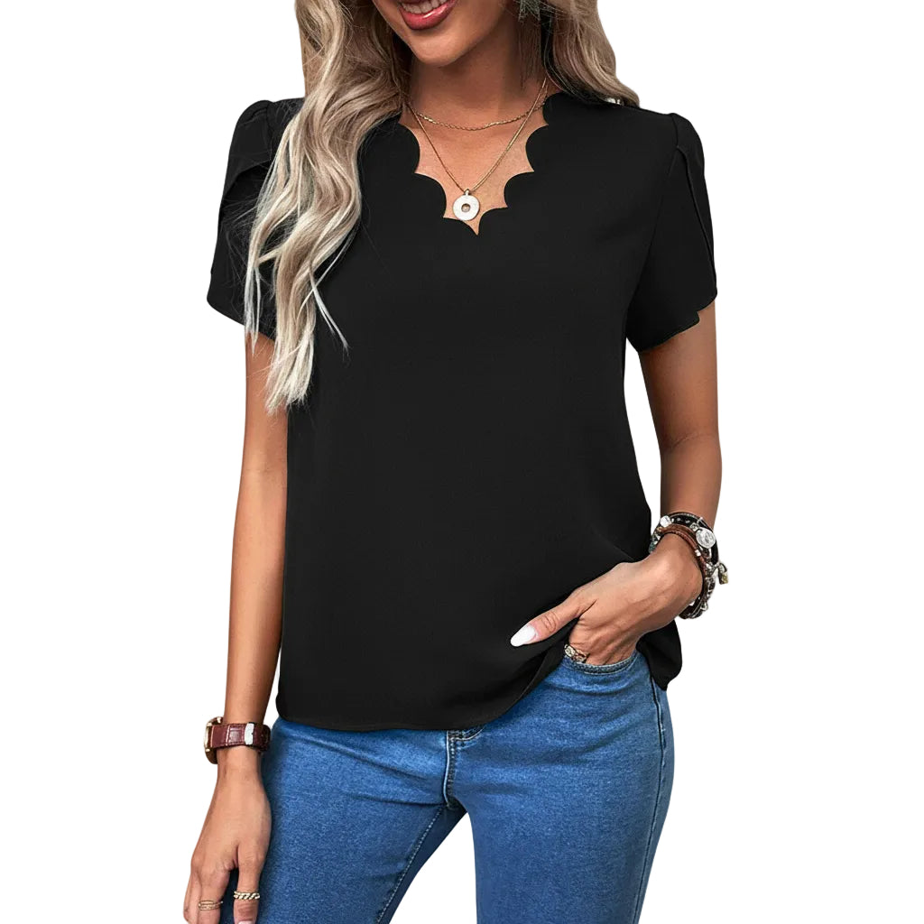 Women’s Solid Color T Shirt Slim Fit Polyester Pullover Casual Style